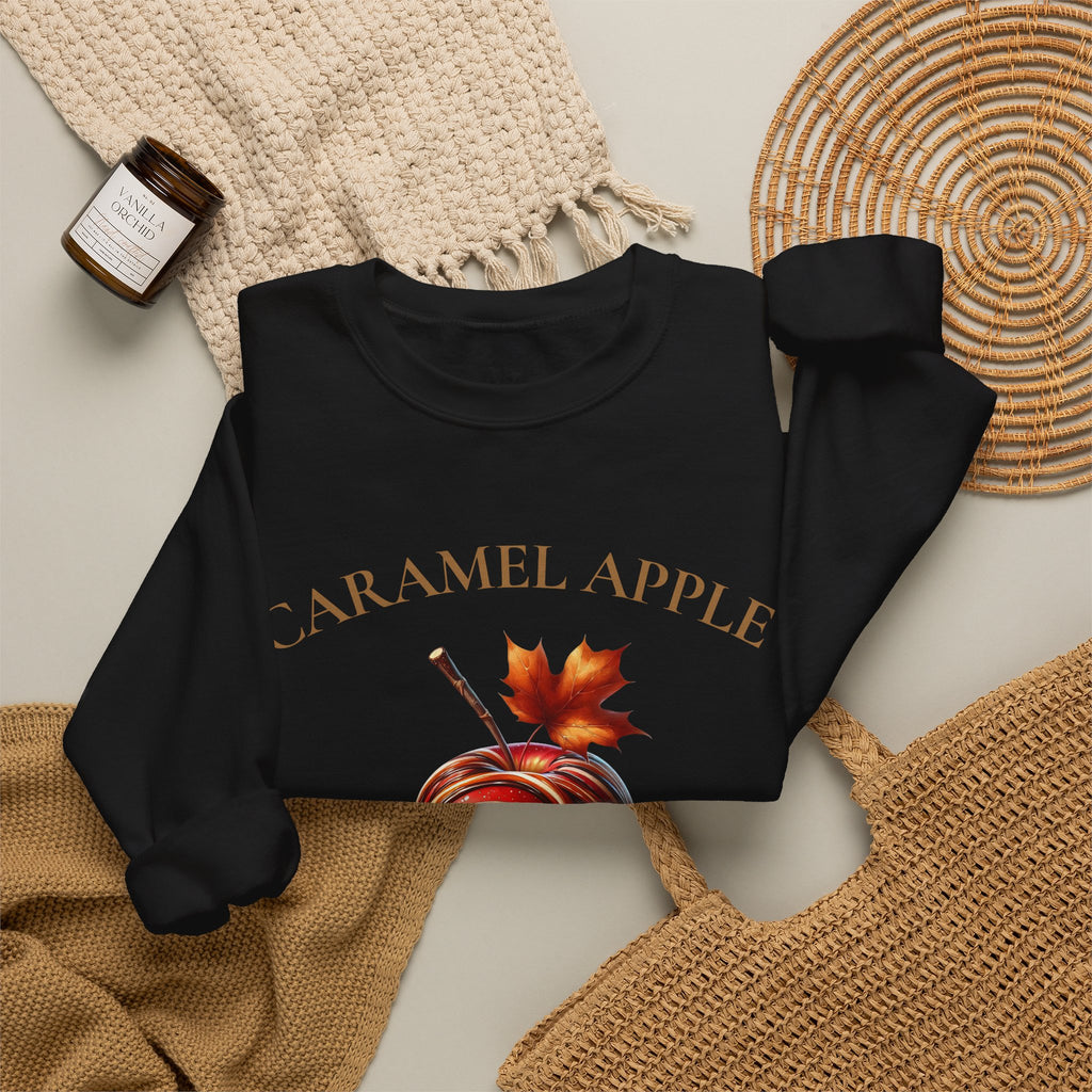 Caramel Apple Crewneck Sweatshirt — "A Little Sweet, A Lot Fall" Cozy Fall Graphic Pullover