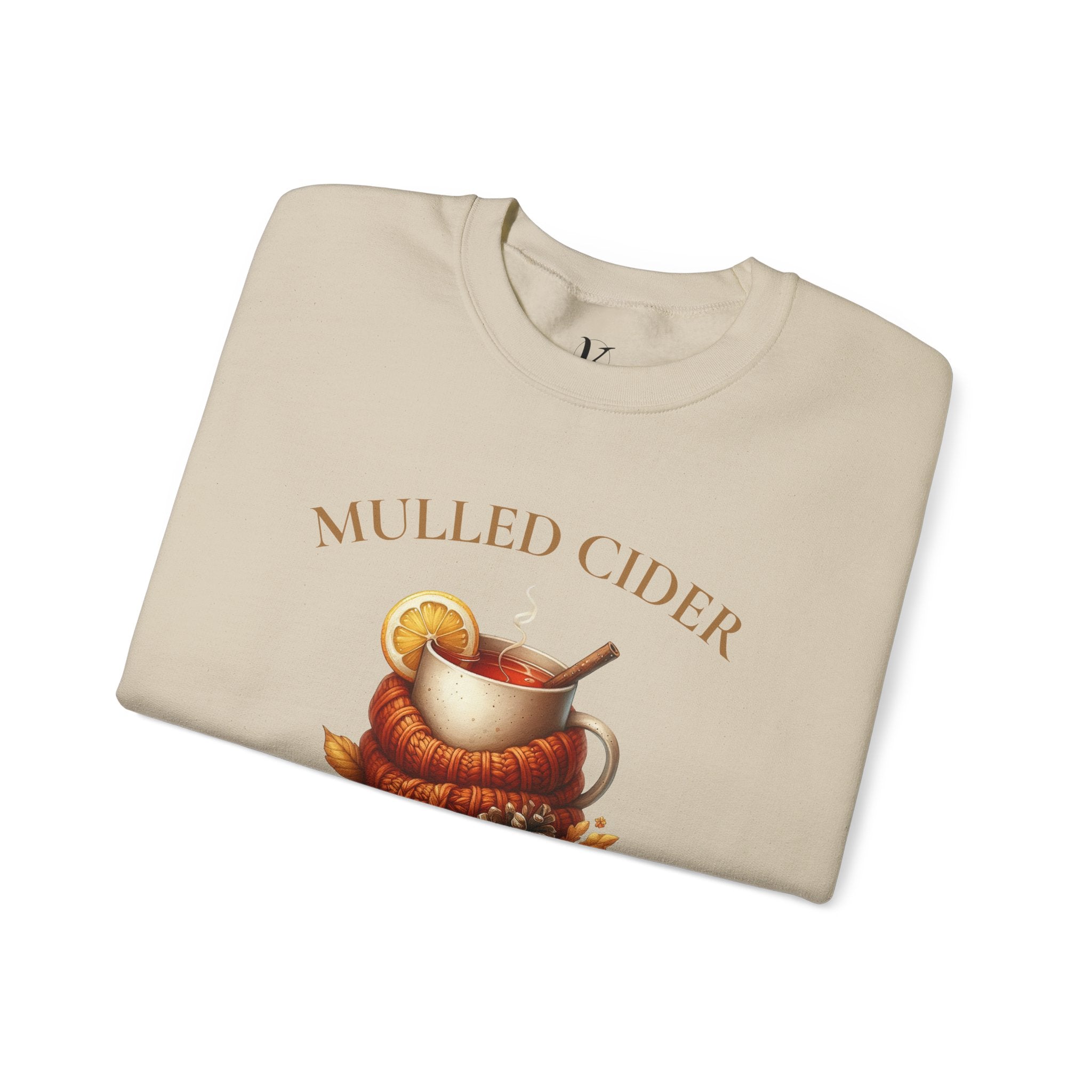 Mulled Cider Crewneck Sweatshirt — "Warm Sips, Crisp Air" Cozy Fall Graphic Pullover