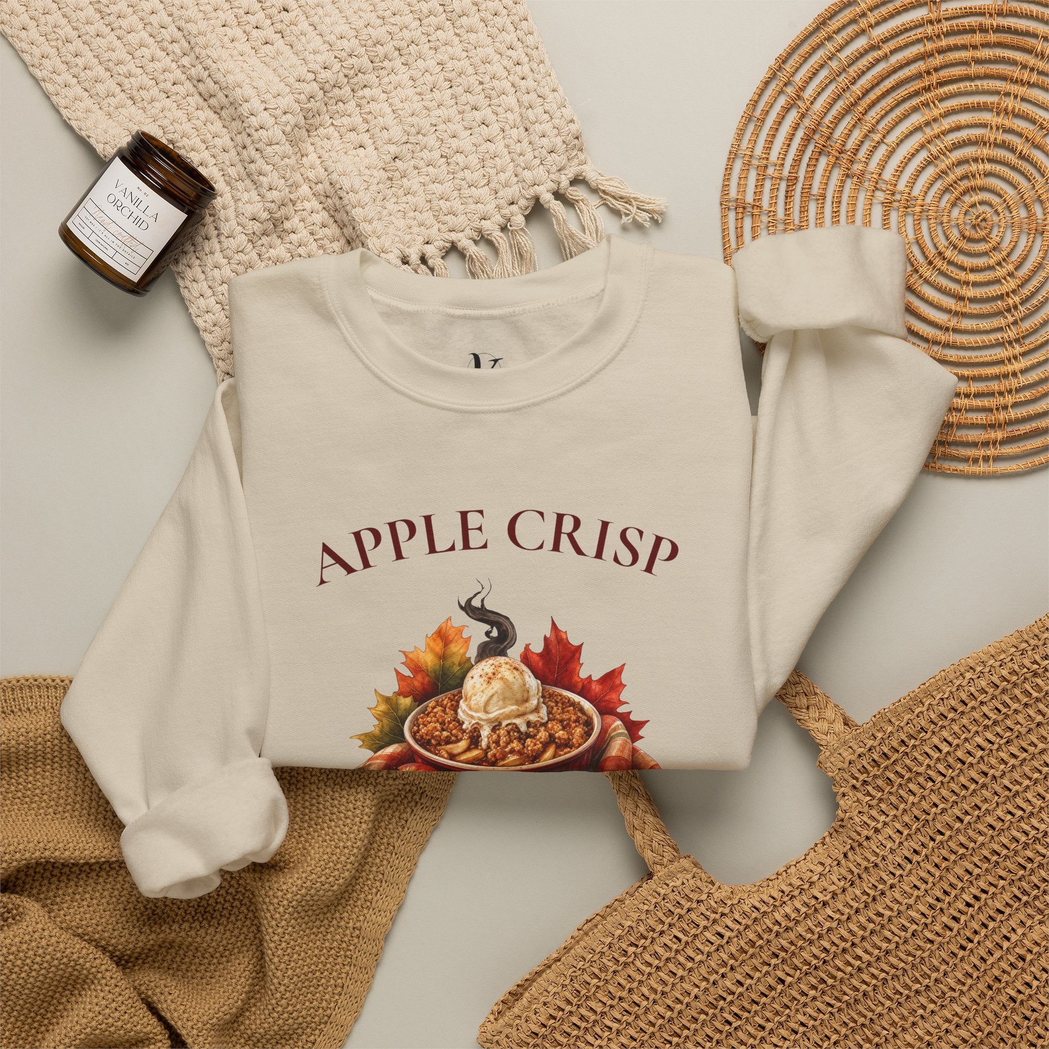 Apple Crisp Crewneck Sweatshirt — “Best Served Warm” Fall Graphic Pullover