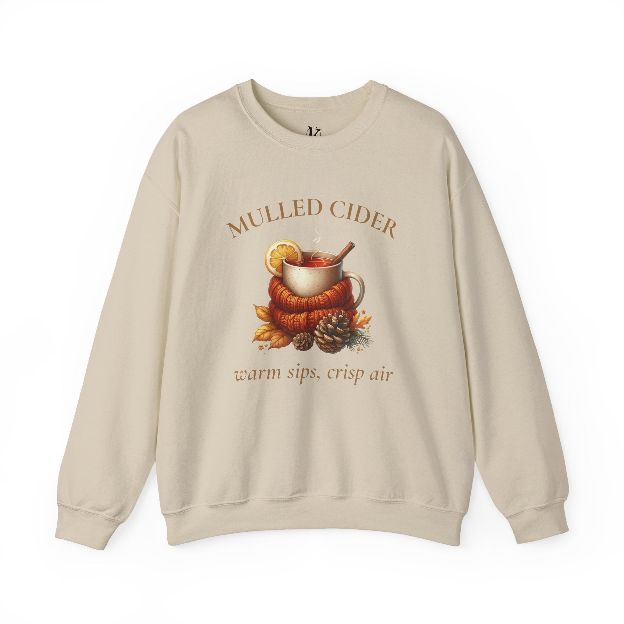 Mulled Cider Crewneck Sweatshirt — "Warm Sips, Crisp Air" Cozy Fall Graphic Pullover