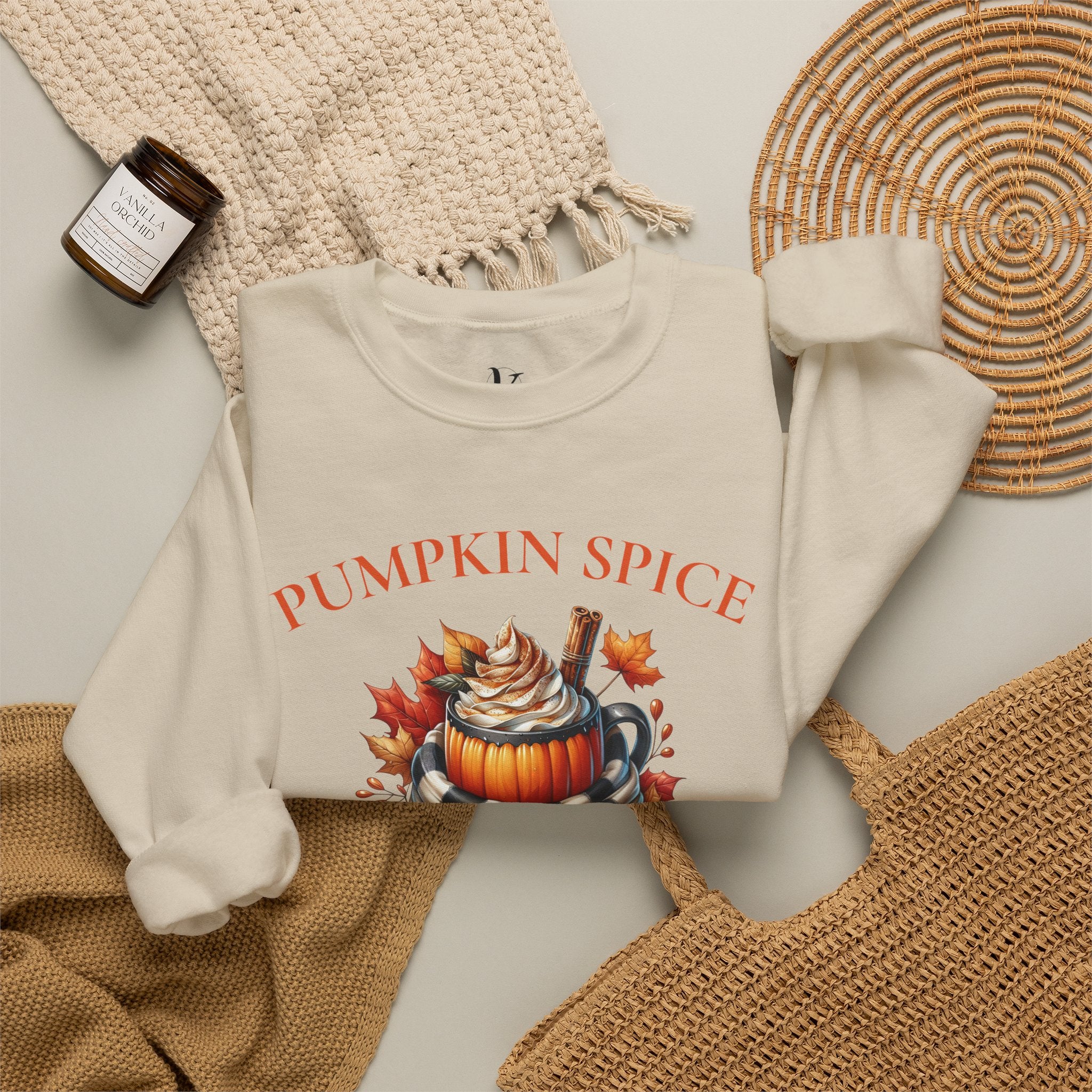 Crewneck Sweatshirt — Pumpkin Spice "Savor the Season" Fall Graphic Pullover