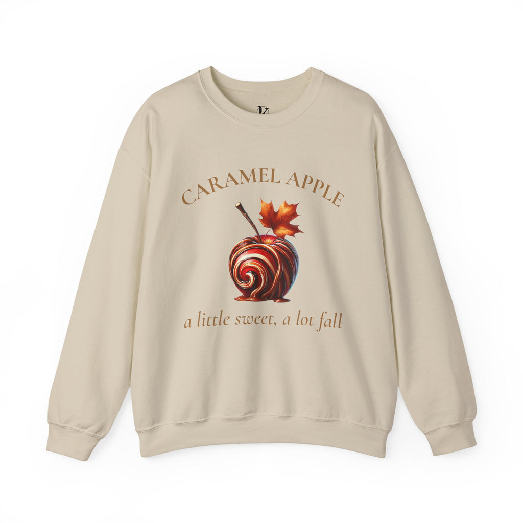 Caramel Apple Crewneck Sweatshirt — "A Little Sweet, A Lot Fall" Cozy Fall Graphic Pullover