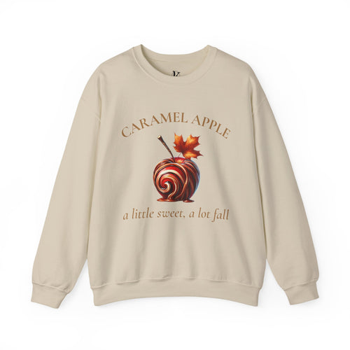 Caramel Apple Crewneck Sweatshirt — "A Little Sweet, A Lot Fall" Cozy Fall Graphic Pullover