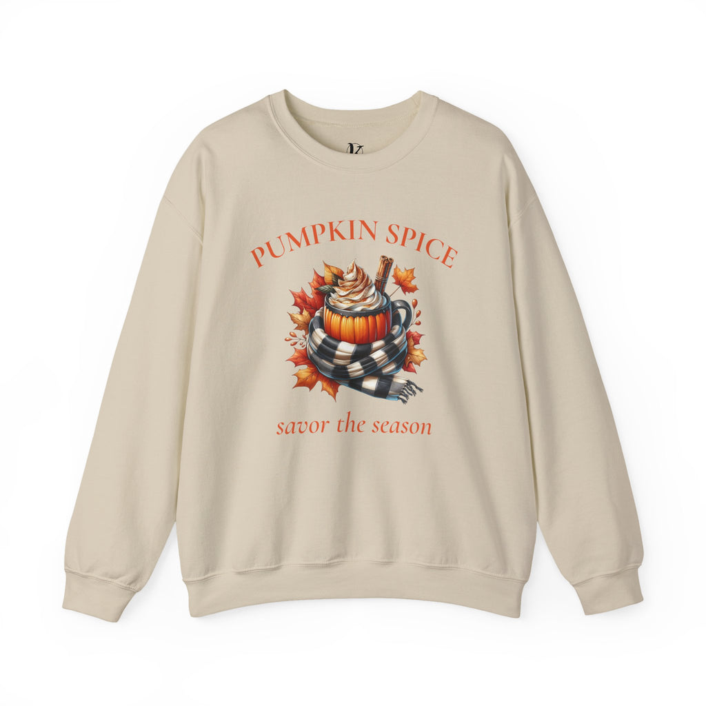 Crewneck Sweatshirt — Pumpkin Spice "Savor the Season" Fall Graphic Pullover