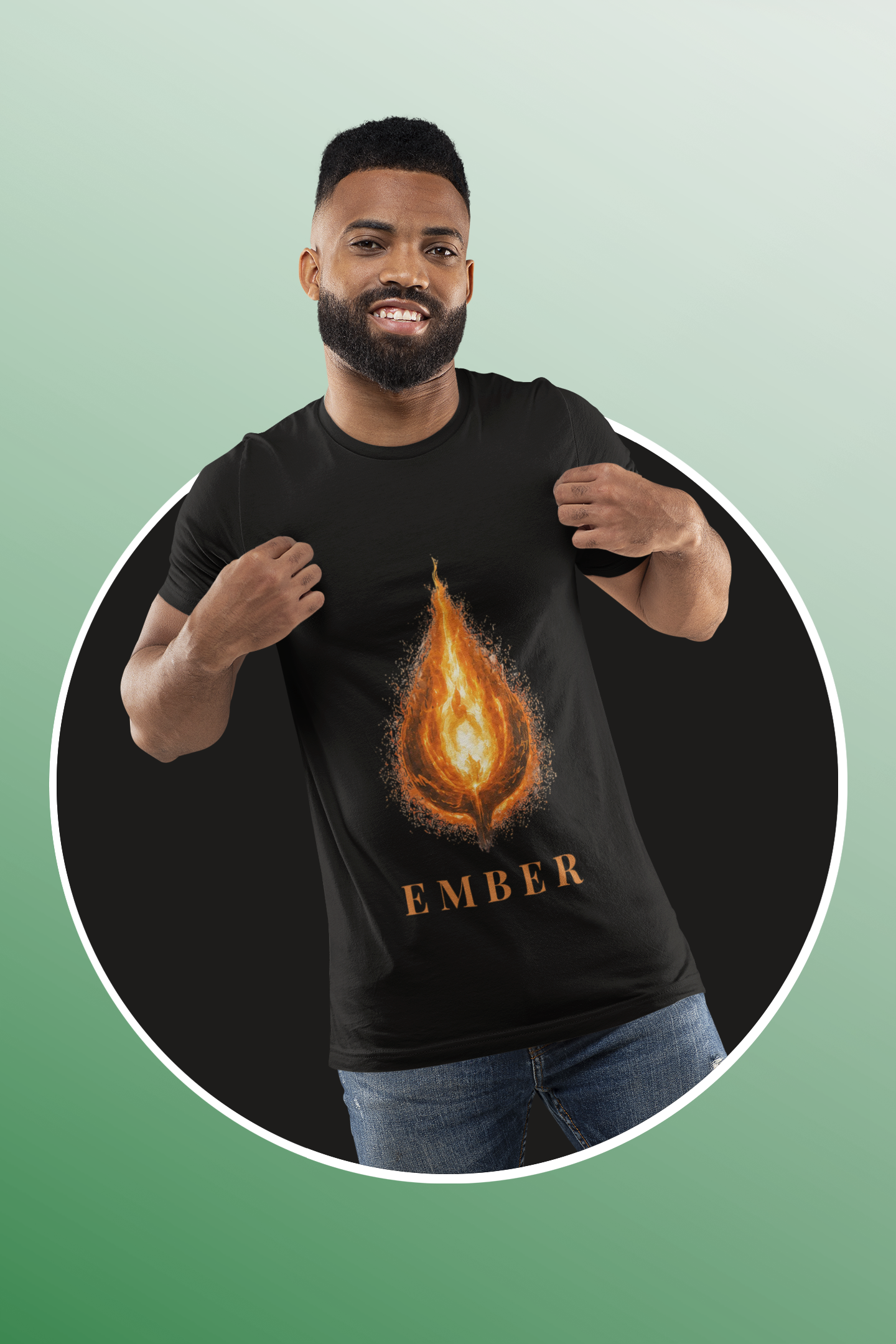 Ember Flame Tee — Fiery Leaf Graphic T-Shirt